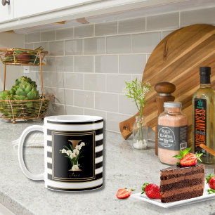 Mug I Monogramme Floral Or   Blancs noirs
