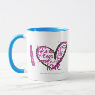 Mug I pourpre de graffiti de coeur