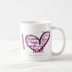 Mug I pourpre de graffiti de coeur