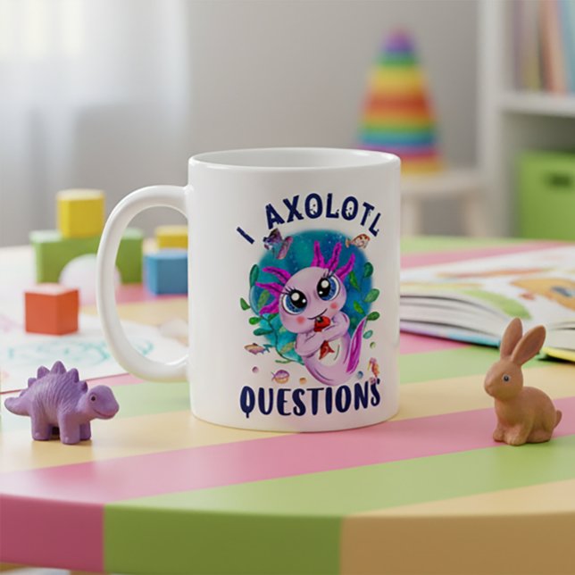Mug I Questions Axolotl, Axolotl Kawaii Pink (I Axolotl Questions Pink Mug - Amphibian)