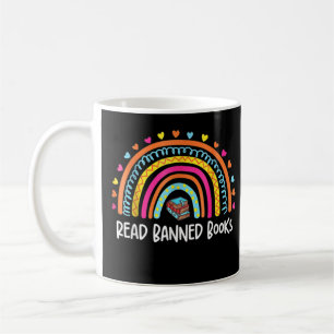 Mug I Read Banned Books Vintage Rainbow Reading Book L