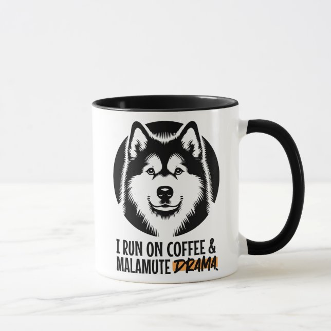 Mug I Run On Coffee & Malamute Drama For Dog Owners (Droite)