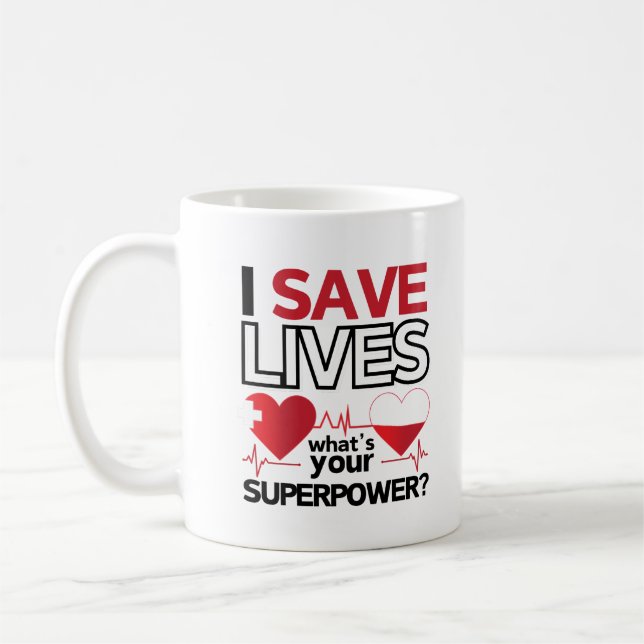 Mug "I Save Lives - Superpower" Héros de la santé (Gauche)
