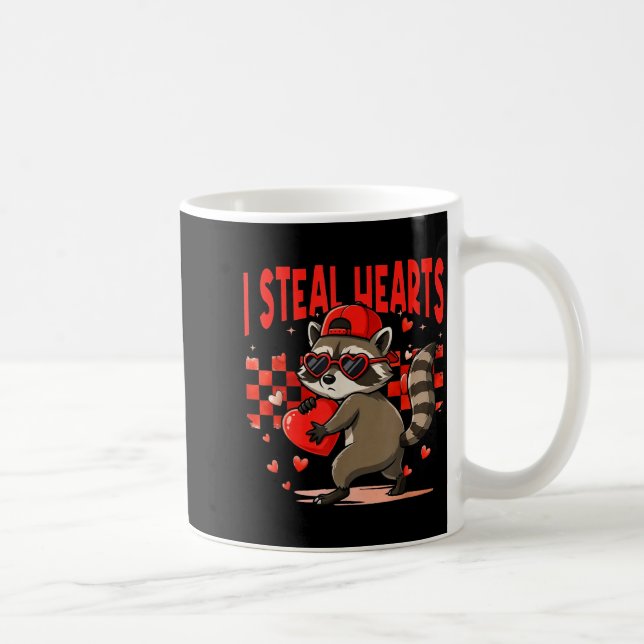 Mug I Steal Hearts Design Raccoon Valentine Day Retro  (Droite)