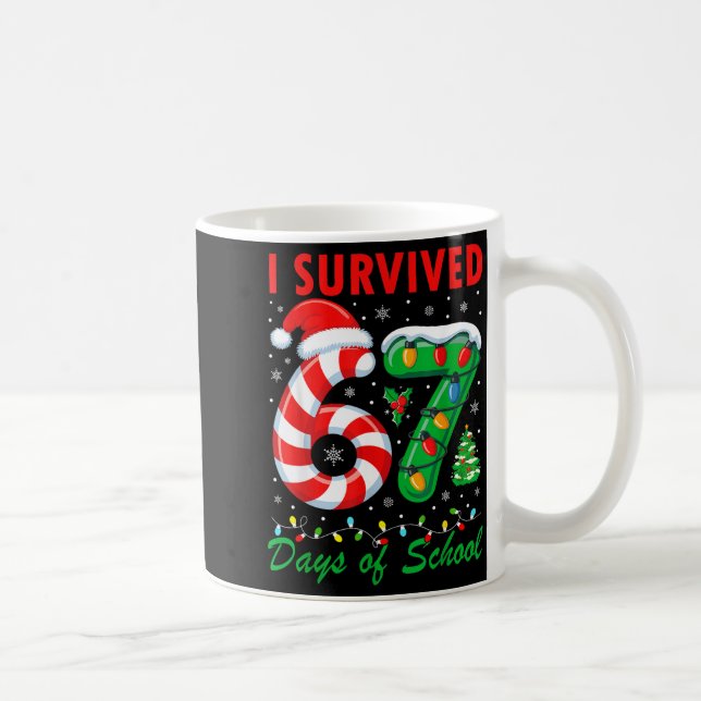 Mug I Survived 67 Days Of School Christmas Candy Cane  (Droite)