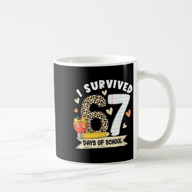 Mug I Survived 67 Days Of School Funny Leopard Student (Droite)