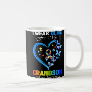 Mug I Wear Blue For My Grandson Autism Aware Heart