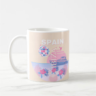 Mug Ibiza, Espagne, Art Voyage, Art Preppy, Rose, Past