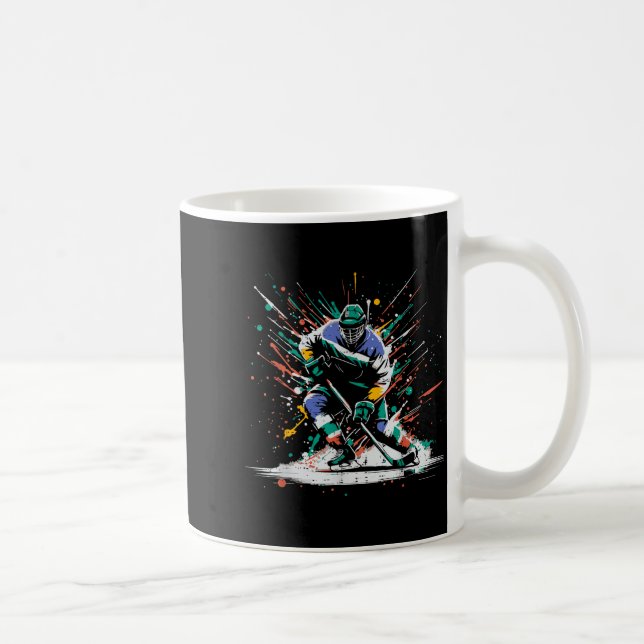 Mug Ice Hockey Player Paint Splatter Art Srts Men Boys (Droite)