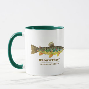 Mug Ichthyologie Brown de la pêche de la truite. Lui,