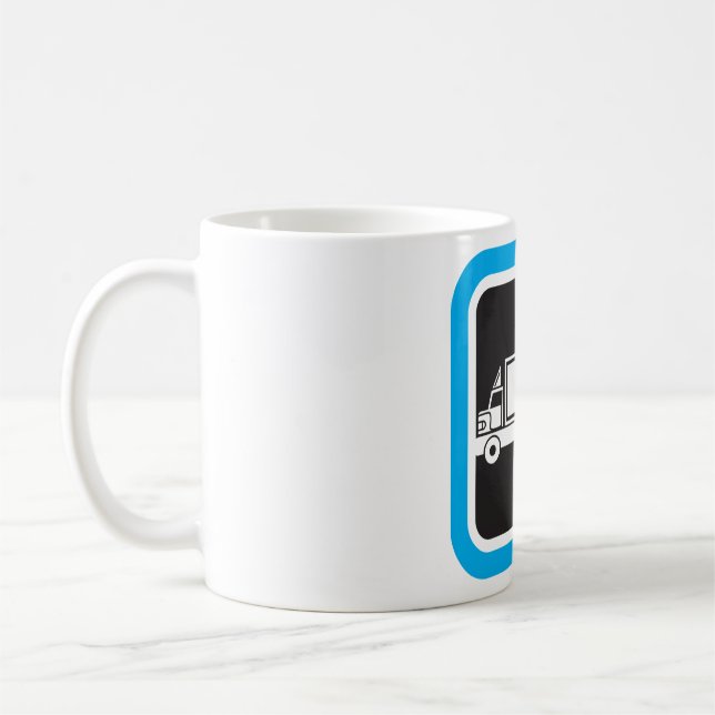 Mug Icône bleue de semi-remorque et remorque (Gauche)