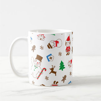 Mug Icône de motif de Noël santa arbre cadeau heureux 