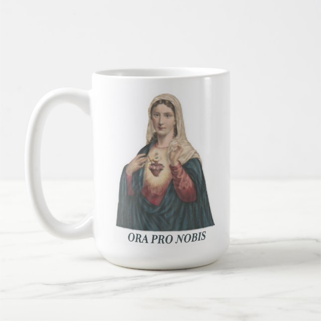 Mug Icône du Cœur Immaculé de Marie Ora Pro Nobis (Gauche)