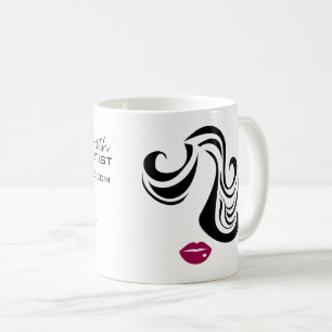 Mug Icône maquillage Femme visage en noir blanc lèvres
