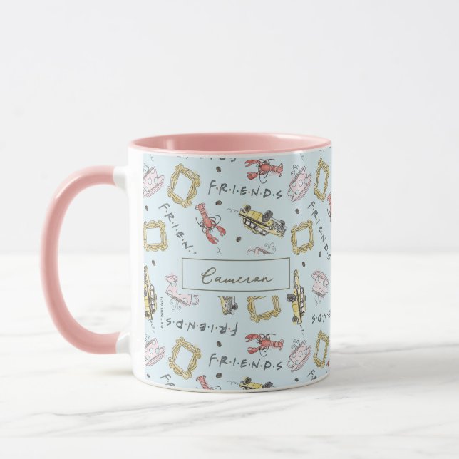 Mug Icônes d'aquarelle AMIS™ Motif | Ajouter Votre Nom (Gauche)
