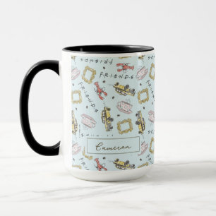Mug Icônes d'aquarelle AMIS™ Motif   Ajouter Votre Nom