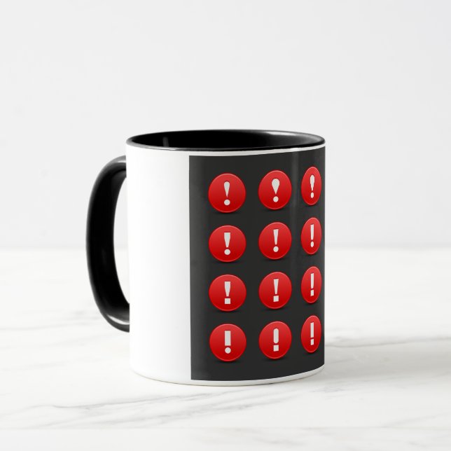 Mug Icônes d'avertissement de point d'exclamation roug (Devant gauche)