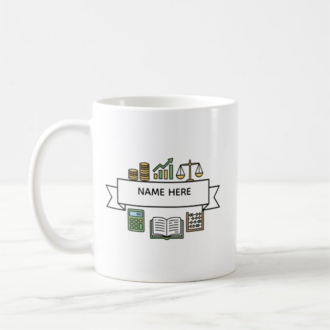 Mug Icônes de comptabilité financière avec nom de comp (Gauche)
