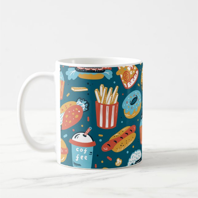 Mug Icônes de restauration rapide : Doodles Vintages (Gauche)