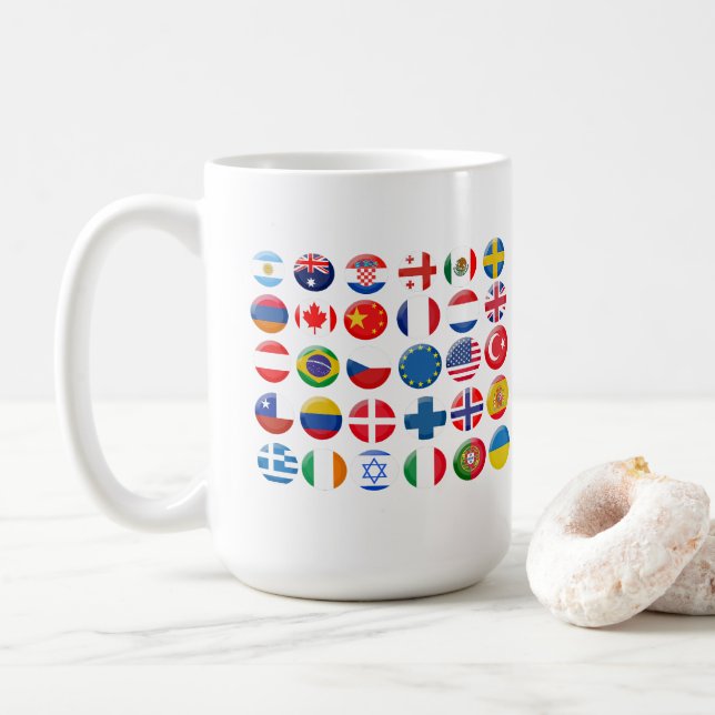 Mug Icônes des pays définies (Avec donut)