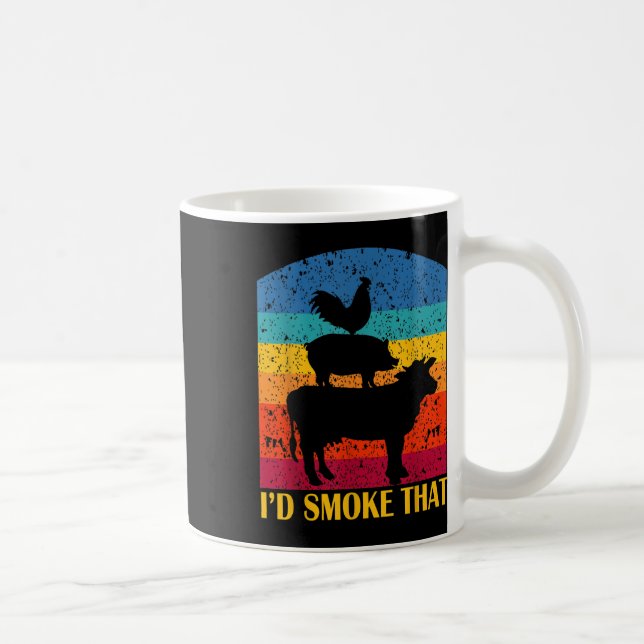 Mug Id Fumer ça - Drôle barbecue Retro Grilling (Droite)