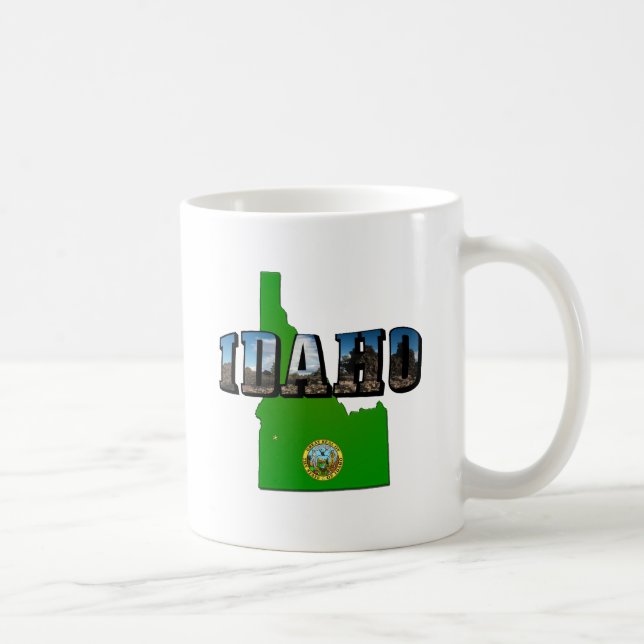 Mug Idaho Carte, sceau et texte de l'image (Droite)