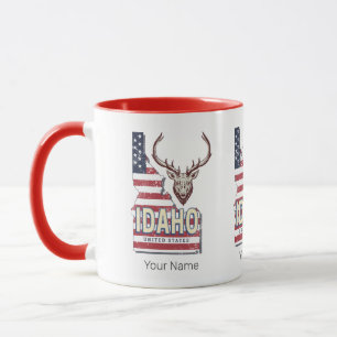 Mug Idaho États-Unis Carte Retro Vintage Deer USA