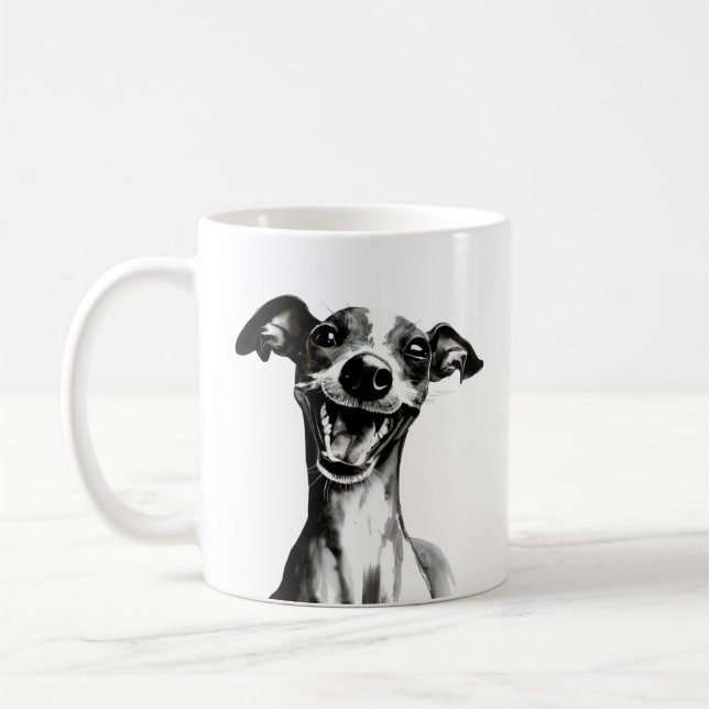 Mug Iggy noir et blanc | Cute Greyhound italien (Gauche)