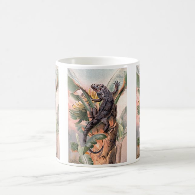 Mug Iguana noire tropicale, animal Vintage de reptile  (Centre)