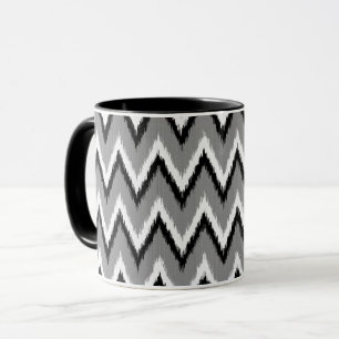 Mug Ikat Chevron Rayures - Gris, Noir & Blanc