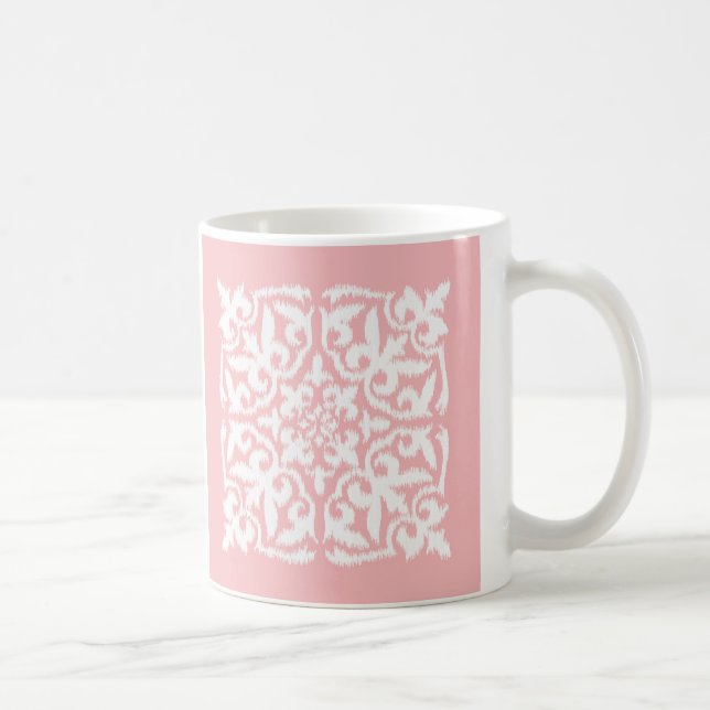 Mug Ikat damask motif - coquille rose et blanc (Droite)