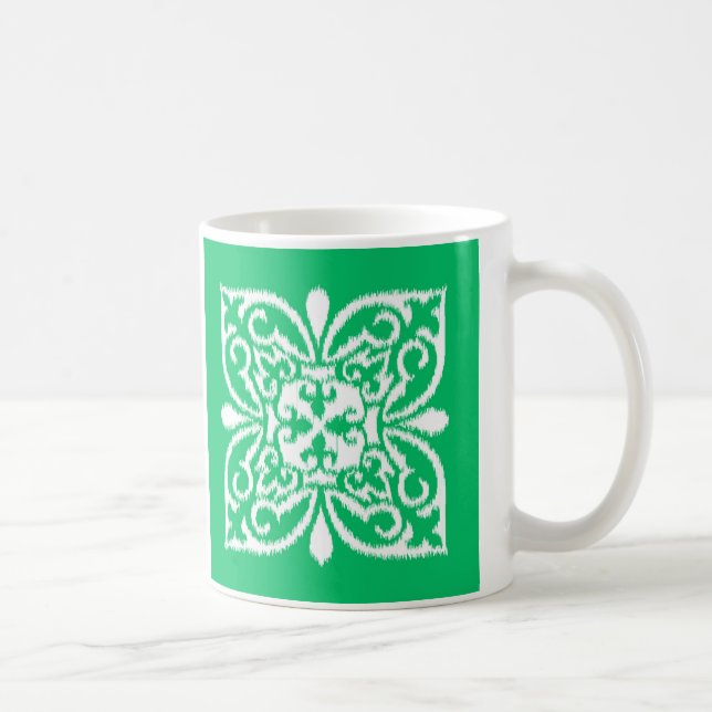 Mug Ikat damask motif - jade vert et blanc (Droite)