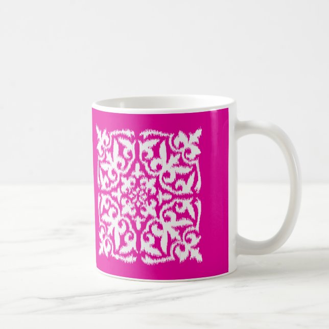 Mug Ikat damask motif - rose profond et blanc (Droite)
