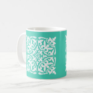 Mug Ikat damask motif - turquoise et blanc