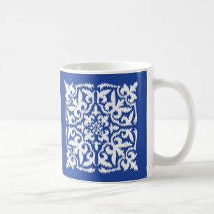 Mug Ikat damask pattern - cobalt bleu et blanc
