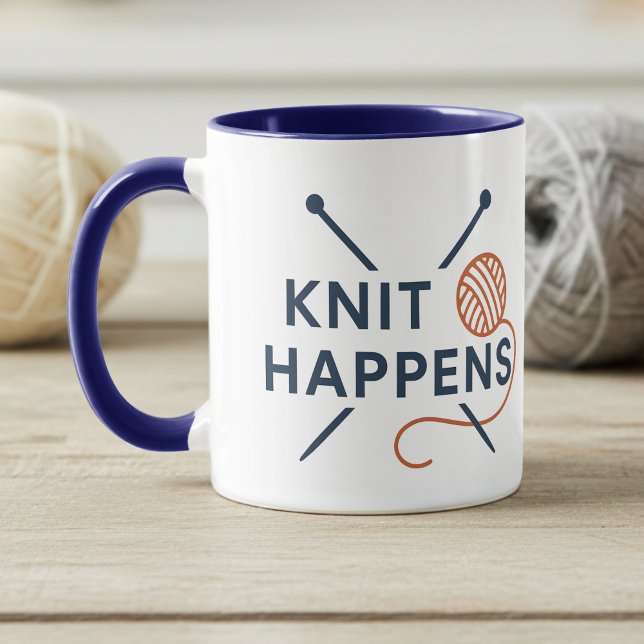 Mug Il arrive que l'on tricote Pun drôle de tricot (Créateur téléchargé)