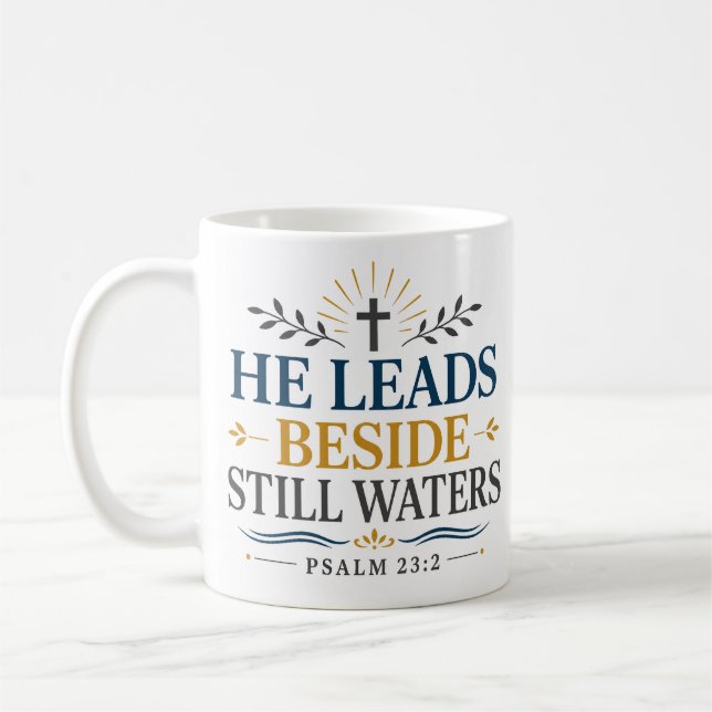 Mug Il conduit auprès des eaux calmes Citation de vers (Gauche)