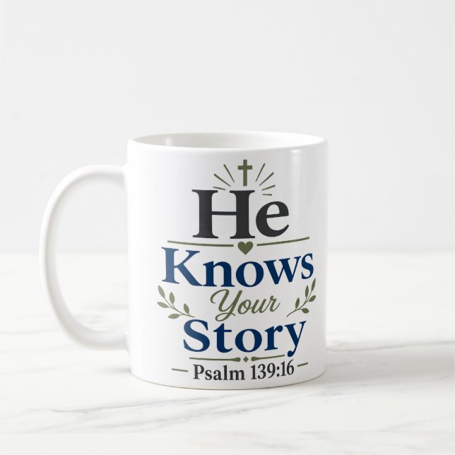 Mug Il Connaît Votre Histoire Verset de Psaume Inspira (Gauche)