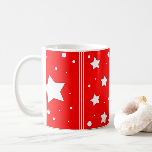 Mug Il effiloche - des Étoiles en fonds rouge (Avec donut)