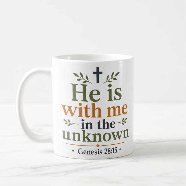 Mug Il Est Avec Moi Dans L'inconnu Écriture Chrétienne (Gauche)