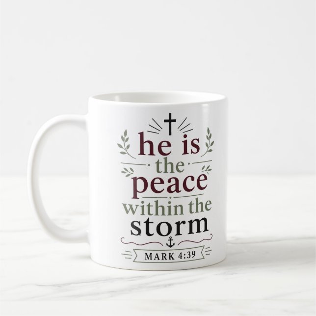 Mug Il est la paix dans la tempête Citation de l'Écrit (Gauche)