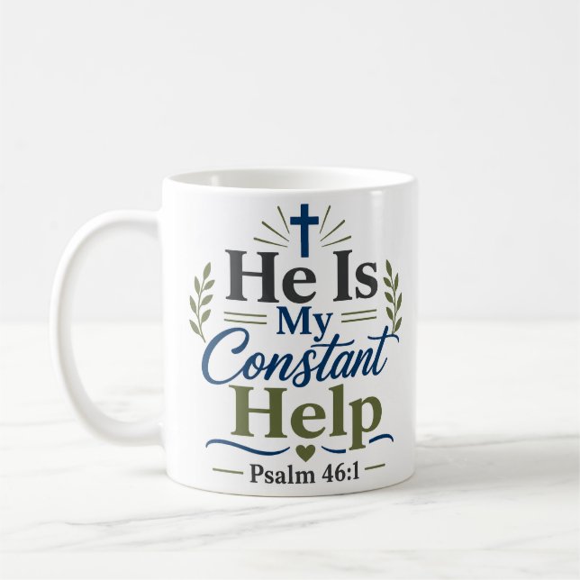 Mug Il Est Mon Aide Constante Foi Matinale Dévotionnel (Gauche)