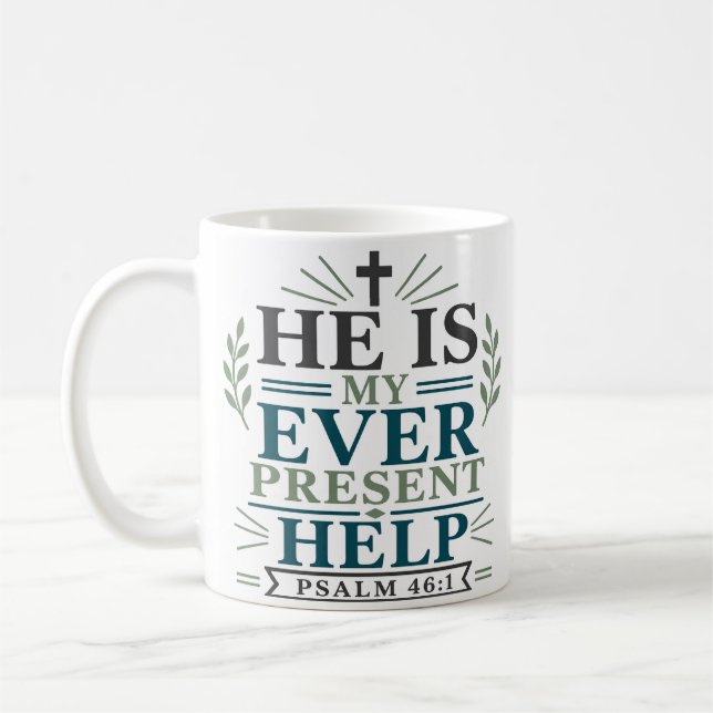 Mug Il Est Mon Aide Toujours Présent Verset de la Bibl (Gauche)