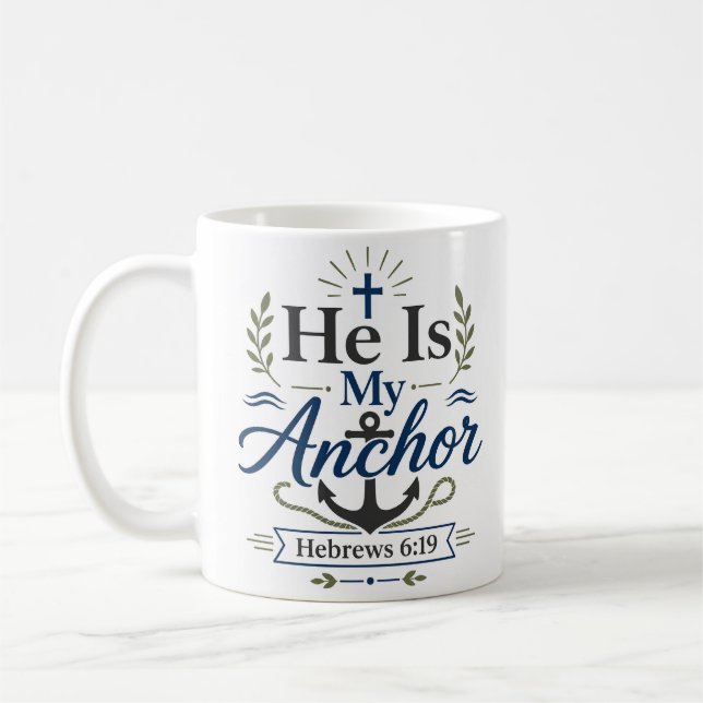 Mug Il est mon ancre dévotion quotidienne de foi (Gauche)