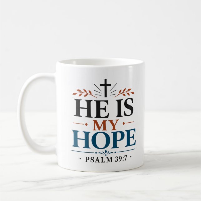 Mug Il est mon espérance Citation de verset biblique i (Gauche)