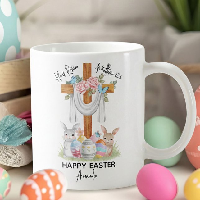 Mug Il est ressuscité Joyeuses Pâques Cadeau avec Croi (Créateur téléchargé)