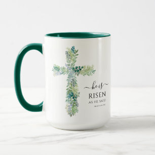 Mug Il est ressuscité Verdure Aquarelle Croix Pâques M