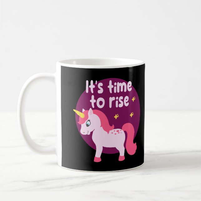 Mug Il est temps de lever Kawaii mignon licorne rose (Gauche)