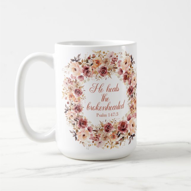 Mug Il guérit la florale automnale au coeur brisé (Gauche)