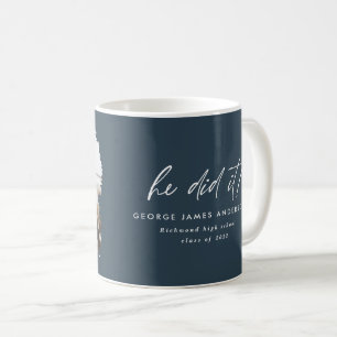 Mug Il l'a fait script moderne photo graduation marine